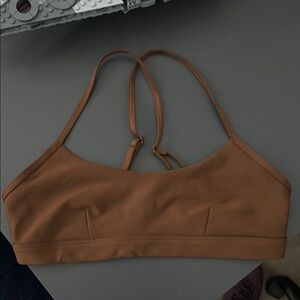 ALO Yoga Tan Sports Bra with Racerback Design